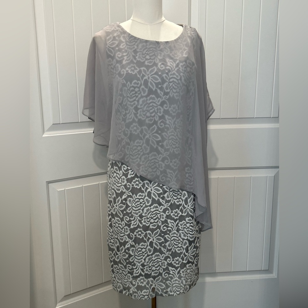 Cape Overlay Knee Length Dress Floral Formal Spring/Summer Size 10